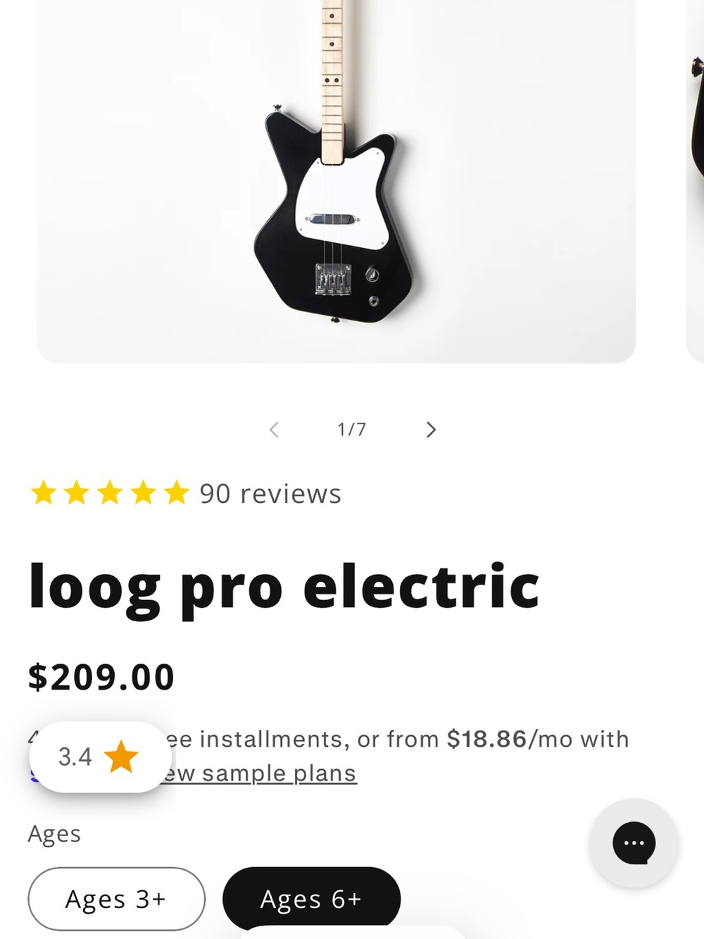 Loog Pro Electric 3 string Guitar - Picture 12 of 15
